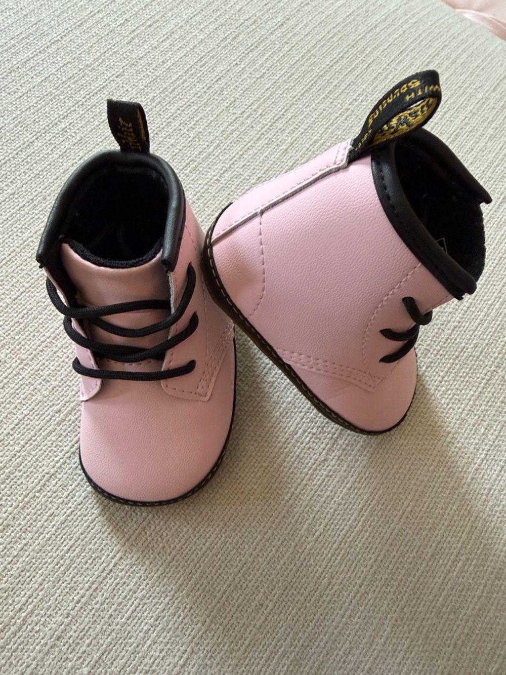 Dr. Martens Pink and Black Kids Lace-Up Boots